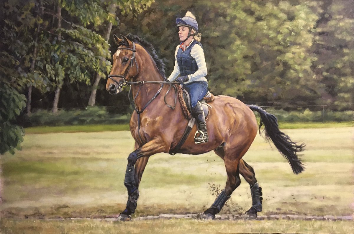 Charlotte and Elliot. Large oil painting. <a href="/somerfordpark/">Somerford Park Farm</a> #crosscountryriding #crosscountryriders #eventinglive #eventinglife #eventhorse #schoolingdays #horsesofinstagram #horseart #horseriding #horserider #artistsoninstagram #oilpainting