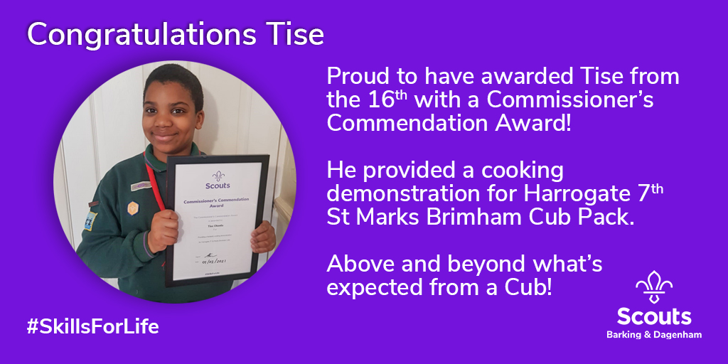 BDNScouts's tweet image. Another fantastic Commissioner’s Commendation Award this week... Very well deserved Tise  @matthyde @UKScouting @TimothyKidd @BearGrylls @worldscouting  #SkillsForLife #aboveandbeyond #scoutingfamily