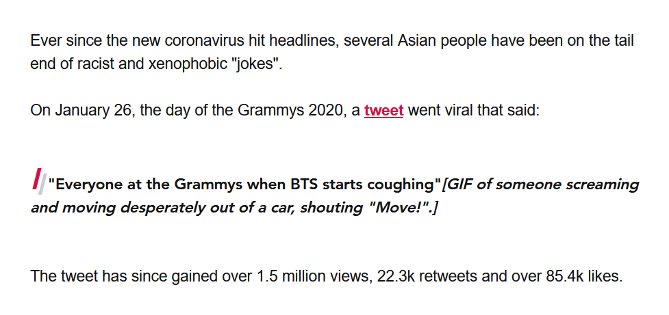 BTSOriented's tweet photo. These covid "jokes" about B/TS need to be addressed and disappear... it really feels like ARMYs are screaming into the void. https://t.co/Abfr5pD7cQ