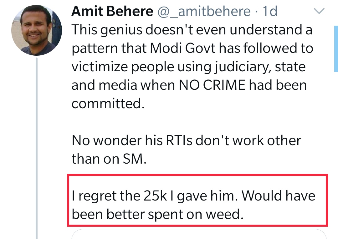 thehawkeyex's tweet photo. 🍿#PopCornNews: RTI facktivist, who made hue/cry abt PM Care w'out even donating a penny, rattled when his own donar sought accountability & RoI. He had to ultimately "refund" the donation to save his fa/ss. Enjoy the teaser 👇😊
ThankMeLater/Go&Add ghee in 🔥
#Karma🔁😀 https://t.co/HgjWKVBCNN