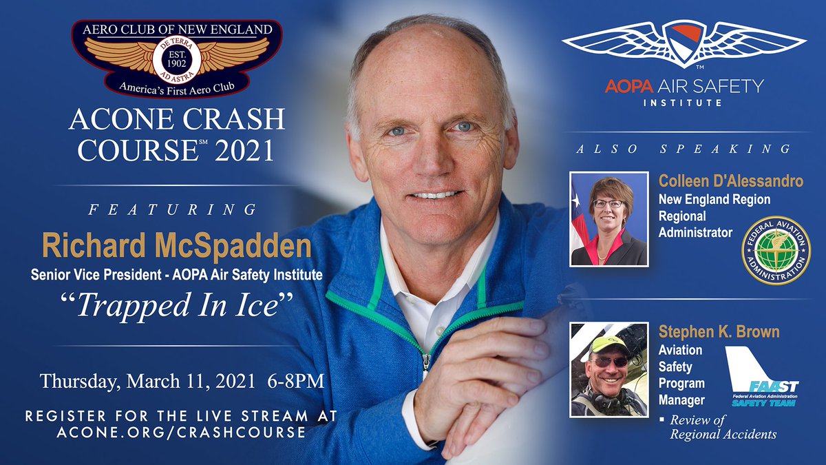 Calling all pilots and aviation enthusiasts! The 2021 ACONE Crash Course will be free and live via webinar this year!   Sign up at Acone.org/CrashCourse