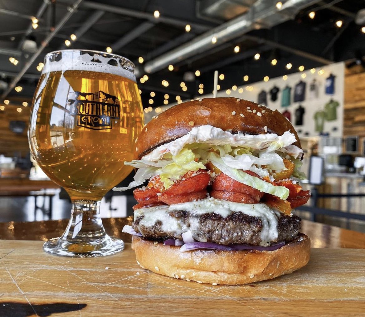 Gimme Pizza Burger special this week...Pair with Live, Work, Play IPA