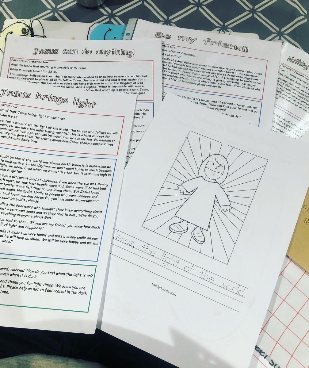 Mrs_Brake's tweet image. Sunday school won’t let a pandemic stop them! So grateful to the team for preparing these lovely activities and posting them out to us. Little one thoroughly enjoyed this! @salvationarmyuk #Primary #SundaySchool #Light