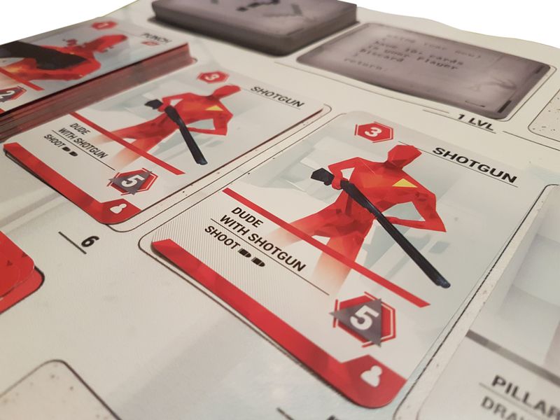 Two cards from the published Superhot: The Card Game, featuring a "Dude with a shotgun".