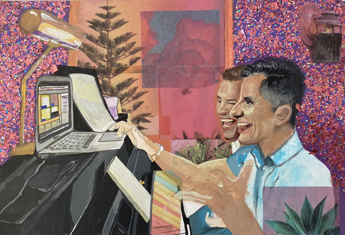 Juli had to paint something relating to “two” for her college application. She chose this photo she had taken of James aka @JamesWesleyNYC &amp; me where we first would do Stars In The House. I love it! Brava <a href="/juliwesley_/">Juli Rudetsky-Wesley</a>