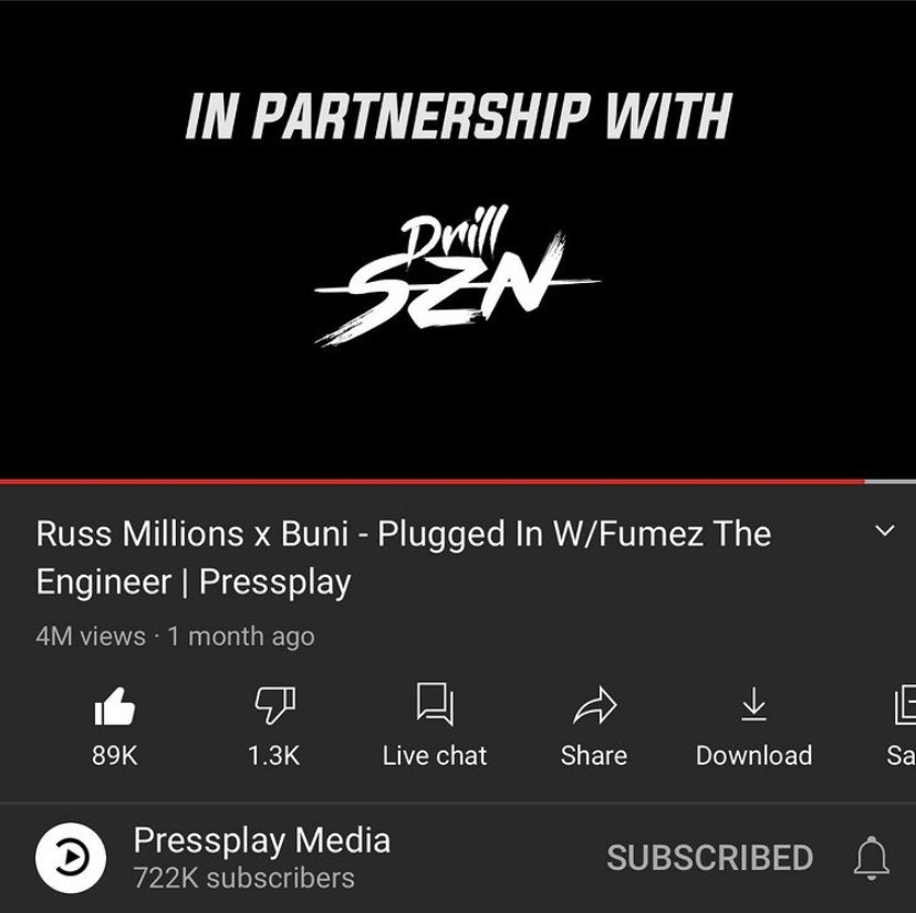 4 MILLION VIEWS IN 1 MONTH! 🎾
Russ Millions x Buni - Plugged In w/ Fumez The Engineer • <a href="/RussMillions/">MILLY</a> <a href="/Buni_Mb/">B.Royyy</a> 🔌
⠀⠀⠀⠀⠀⠀⠀⠀
No one doing it like us! Shoutout to my team... <a href="/FumezEngineer/">Fumez The Engineer</a> <a href="/shuagonesocial/">CREMATICS</a> <a href="/michietaylor/">Michie 🇬🇭</a> @shawtyygotjuicee💙