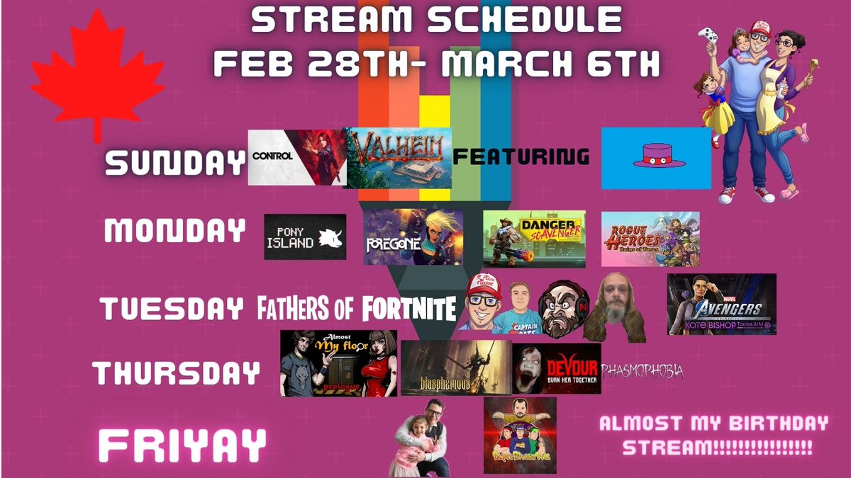 CaptainOatsTV's tweet photo. Next week.
Sun - @ControlRemedy @Valheimgame
Mon - Pony Island @DMullinsGames, #ForegoneGame, Danger Scavenger @wolk_piotr and #RogueHeroes @HelioCStudios
Tues - fathers of #fortnite
Thurs - #AlmostMyFloor, @BlasphemousGame , @DEVOUR_GAME, @KineticGame
Fri - Family Night https://t.co/jtdo0TDbL8
