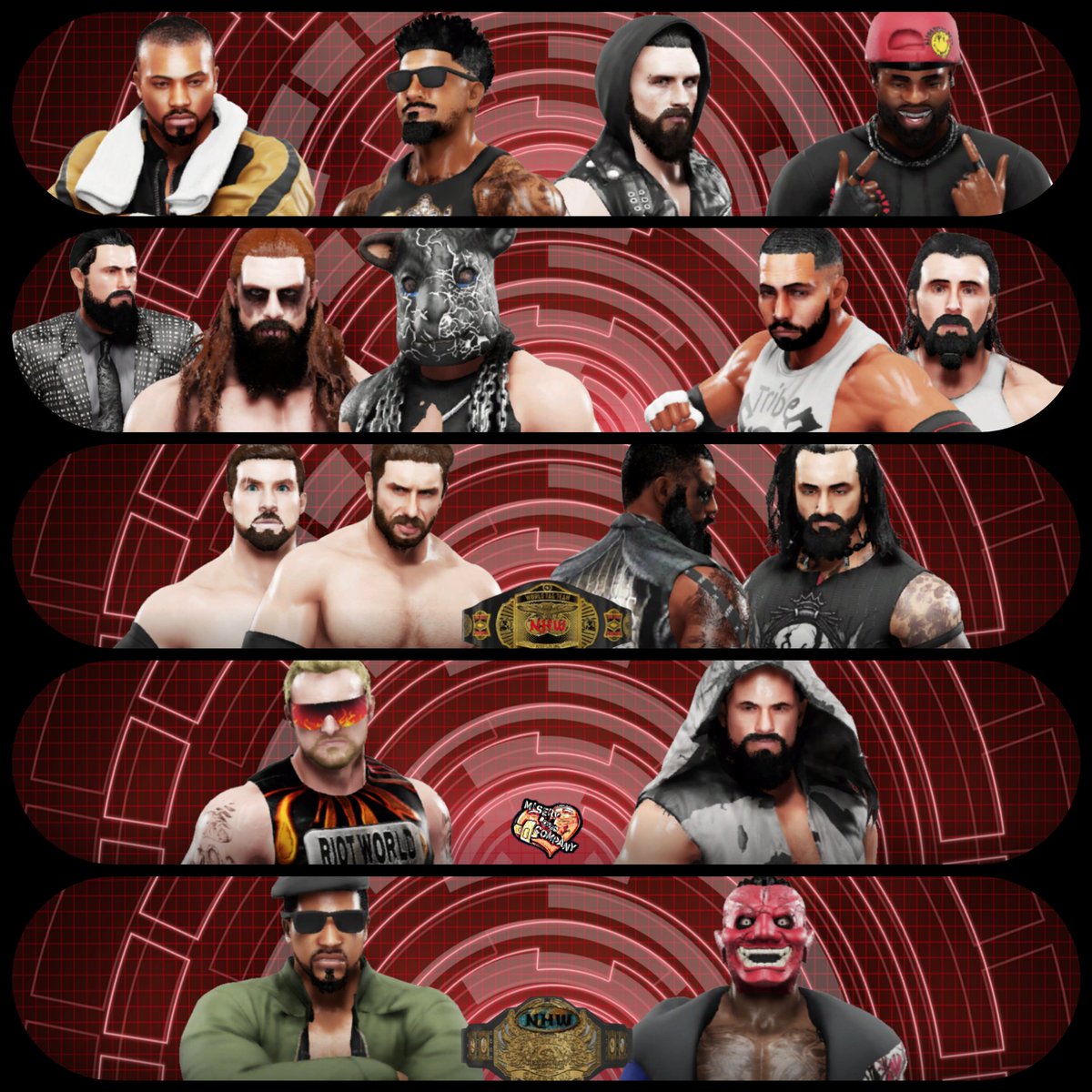 NHWrestlingCAW's tweet photo. @PK_King21, @Chosen1Devo, @qpdagod, Alexzander - #1 Jr Heavyweight
@WarrantOfDeath v Tribe (tourney finals)
@PrestigeCAW v @RayLethal2k (Tag Title)
@RiotWorld2 v @BenframeNHW 
@qpdagod v @MarcusCreed1 (World Championship)
Night 2 of Misery Loves Company 7pm both nights. https://t.co/NWth15for1