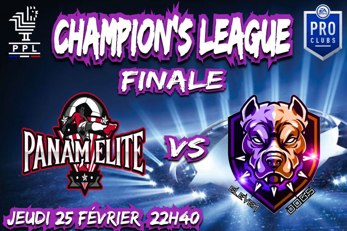 🇪🇺CHAMPION'S LEAGUE PPL🇪🇺

Rendez-vous ce soir pour la finale de nôtre #ChampionsLeaguePPL saison 5

Bonne finale aux 2 équipes que le meilleur gagne 👊💪
#FIFA21 #ClubPro #ps4 #esports  #LiguePPL <a href="/RTduCP/">RT du Club Pro</a> <a href="/rtducp1/">𝐑𝐓_𝐄𝐒𝐏𝐎𝐑𝐓</a>