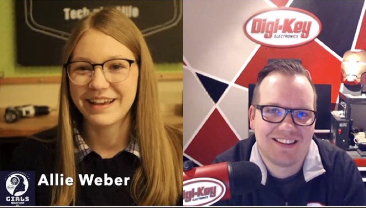 RobotMakerGirl's tweet image. It’s that time of year again! Time to get ready for @digikey’s annual Girls Night Out! I may not get to hang out in person this year but I still got a chance to participate by answering some questions in video form interview with @Kwalseth ! #engineersweek2021