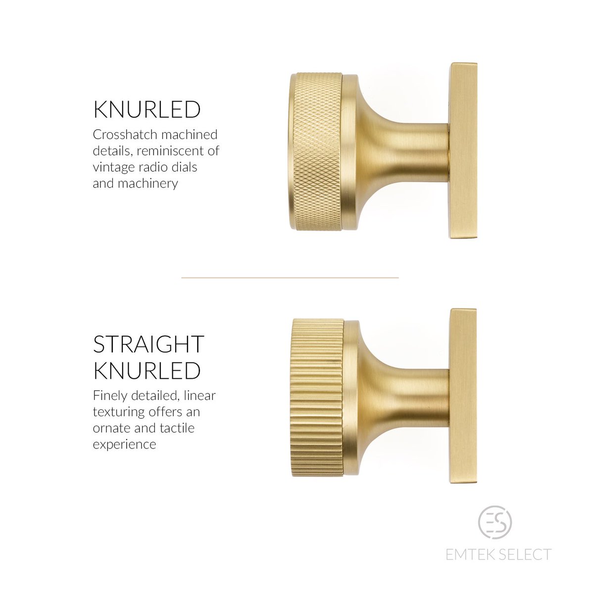 emtek_products's tweet image. Exciting news! Emtek's new SELECT Knobs are now available. Choose your knob texture/material, stem finish, and pair with any of our available rosette options—in any mix of finishes—for hundreds of unique combinations, made just for you. Visit emtek.com for more!