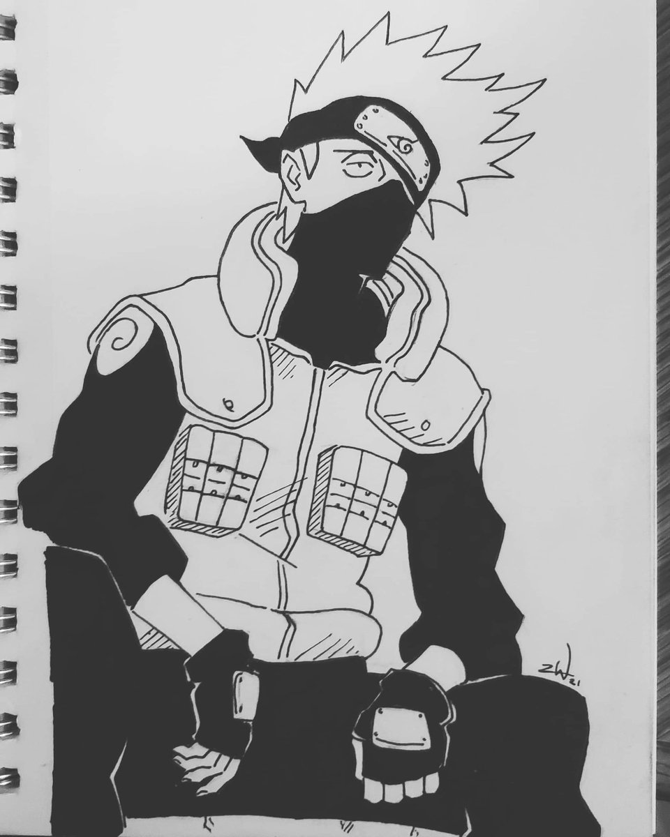 Sweatersaturday's tweet photo. Got a new sketchbook and decided spending some time studying my favorite mangakas would be a good way to break it in.  Masashi Kishimoto has always been the master of masters to me. His style, precision, simplicity, and composition or legendary. #naruto #kakashi #kishimoto #manga https://t.co/LWkJj4YMmQ