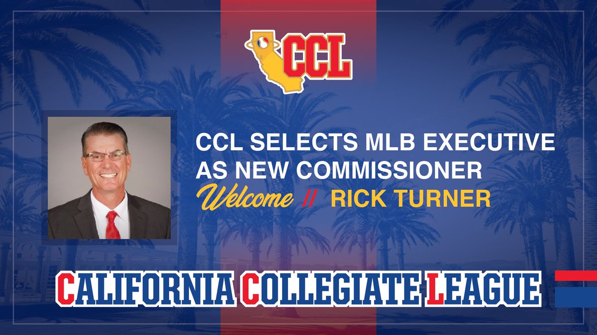 California Collegiate League (@ccl_baseball) on Twitter photo The California Collegiate League names the <a href="/Angels/">Los Angeles Angels</a> Rick Turner as new commissioner ➡️ CalSummerBall.com.
<a href="/Barons_CCL/">Academy Barons</a> <a href="/ArroyoSecoCCL/">Arroyo Seco Saints Baseball</a> <a href="/Conejo_Oaks/">Oaks Baseball</a> <a href="/PrunePackers/">Healdsburg Packers</a> <a href="/lincolnpotters/">Lincoln Potters🦚</a> <a href="/ocriptide/">OC Riptide Baseball</a> <a href="/SLO_BluesCCL/">SLO Blues Baseball</a> <a href="/SBForesters/">SB Foresters</a> <a href="/SolanoMudcats/">Solano Mudcats</a> <a href="/WCCrawdads/">Walnut Creek Crawdads</a> <a href="/MLB/">MLB</a> #CCLBaseball The California Collegiate League names the <a href="/Angels/">Los Angeles Angels</a> Rick Turner as new commissioner ➡️ CalSummerBall.com.
<a href="/Barons_CCL/">Academy Barons</a> <a href="/ArroyoSecoCCL/">Arroyo Seco Saints Baseball</a> <a href="/Conejo_Oaks/">Oaks Baseball</a> <a href="/PrunePackers/">Healdsburg Packers</a> <a href="/lincolnpotters/">Lincoln Potters🦚</a> <a href="/ocriptide/">OC Riptide Baseball</a> <a href="/SLO_BluesCCL/">SLO Blues Baseball</a> <a href="/SBForesters/">SB Foresters</a> <a href="/SolanoMudcats/">Solano Mudcats</a> <a href="/WCCrawdads/">Walnut Creek Crawdads</a> <a href="/MLB/">MLB</a> #CCLBaseball