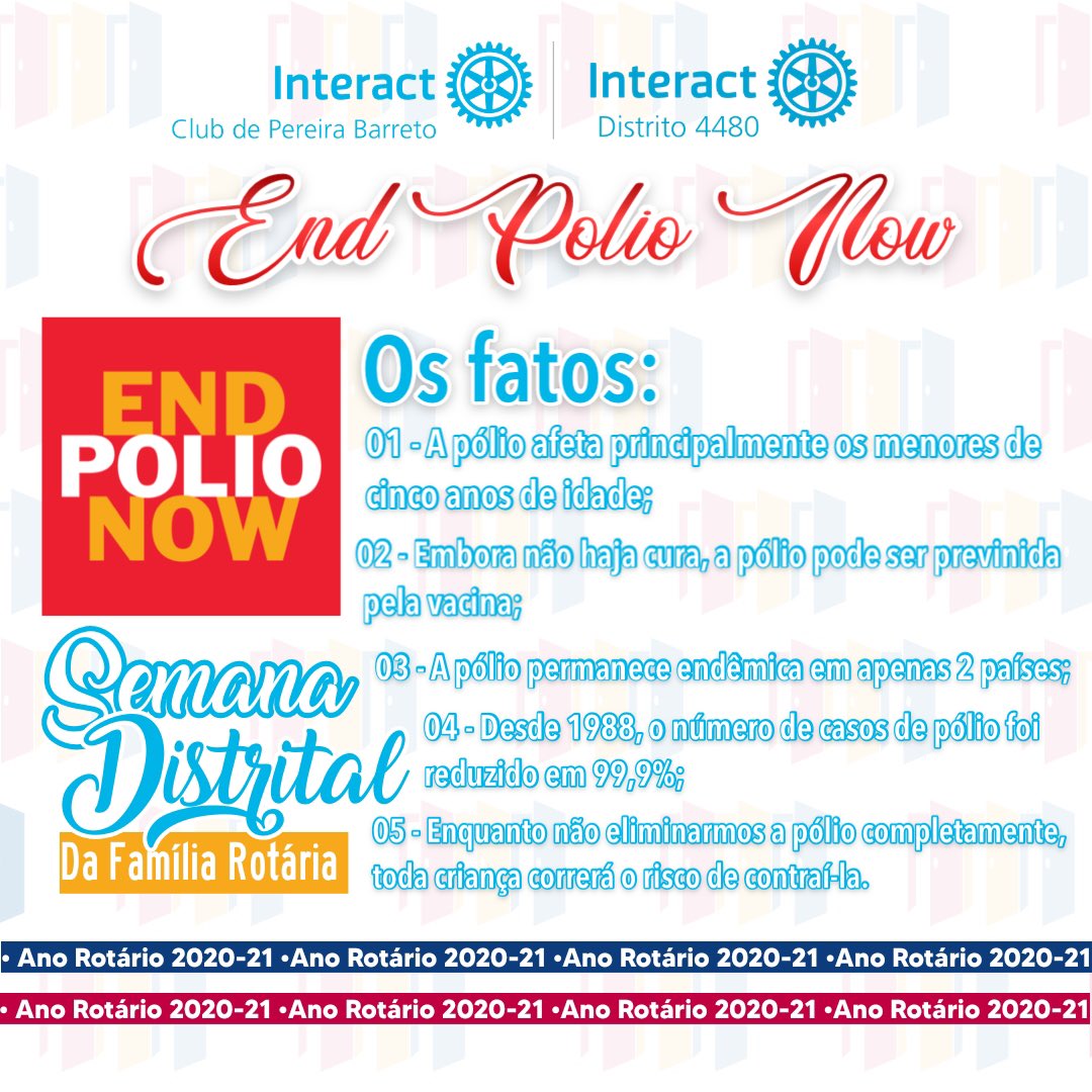 interactpb's tweet photo. Hoje, no 5° dia da Semana Distrital da Família Rotária, trouxemos o que é a campanha “End Polio Now”❤️

Confira nas artes a baixo🥳🥳🥳

#ICPereira #Interact4480 #EndPolioNow 🤏🏻❤️ https://t.co/ZchDeMwD5k