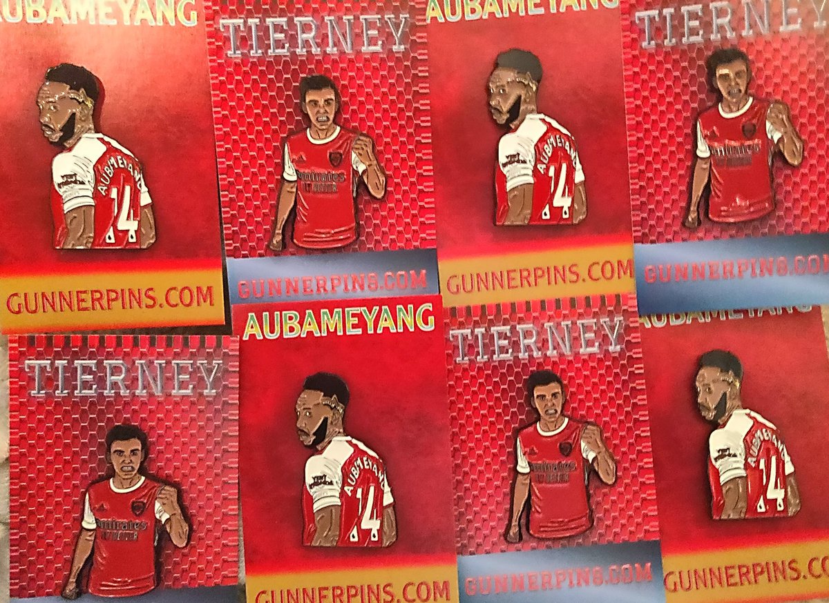 GunnerPins's tweet image. What a result 🤩

To celebrate we're giving you 20% off our pins of tonight's goalscorers,  Auba &amp;amp; Tierney until midnight on Sun!

Head to gunnerpins.com now &amp;amp; enter "LAST16" at the checkout.

There are only a few of these left so be quick 👀

RTs appreciated

🔴⚪🔴⚪🔴