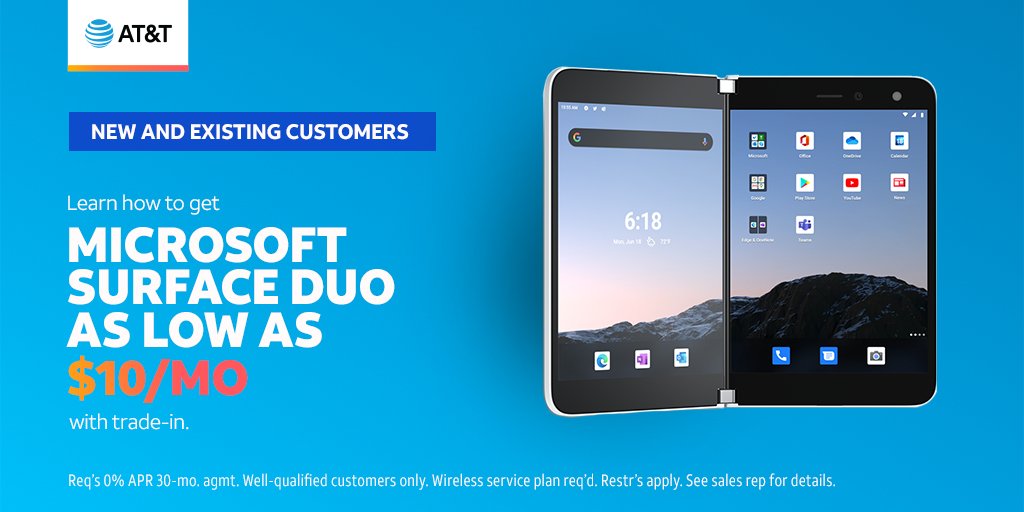 Get this great tax time deal on the dual-screen Microsoft Surface Duo and take your productivity to the next level. Visit me at 5030 Rhonda Rd Anderson, CA for details or like.att.com/e2duo1.