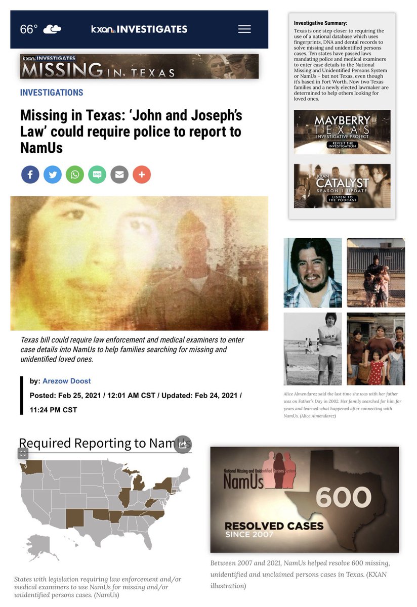 hinklej's tweet image. Read... Listen... Explore @KXAN_News’ latest investigation: MissingInTexas.com #txlege #MissingInTexas #NexstarNation