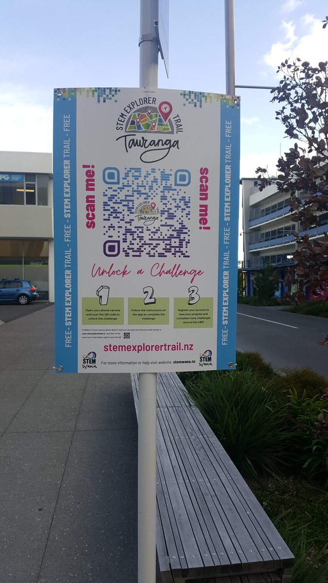 You may have spotted these around the streets of Tauranga.

Scan the QR code and you will be taken to stemexplorertrail.nz to answer STEM related questions &amp; for a map of all the challenges. Great for young enquiring minds. 

<a href="/STEMWanaTrust/">STEM Wana Trust</a>