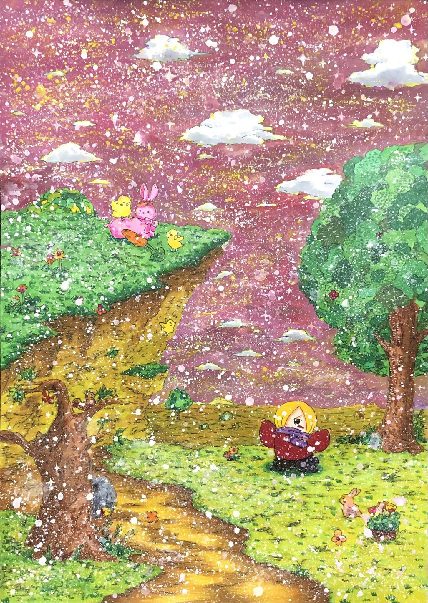 青雲 陵 白昼の夢 絵 芸術 Art Artist Painting Paint Painter アート 水彩 水彩画 イラスト 子供 お絵かき お絵描き 子ども 風景 風景画 綺麗 キレイ 雪 ほのぼの 色 女の子 可愛い かわいい 空 きれい