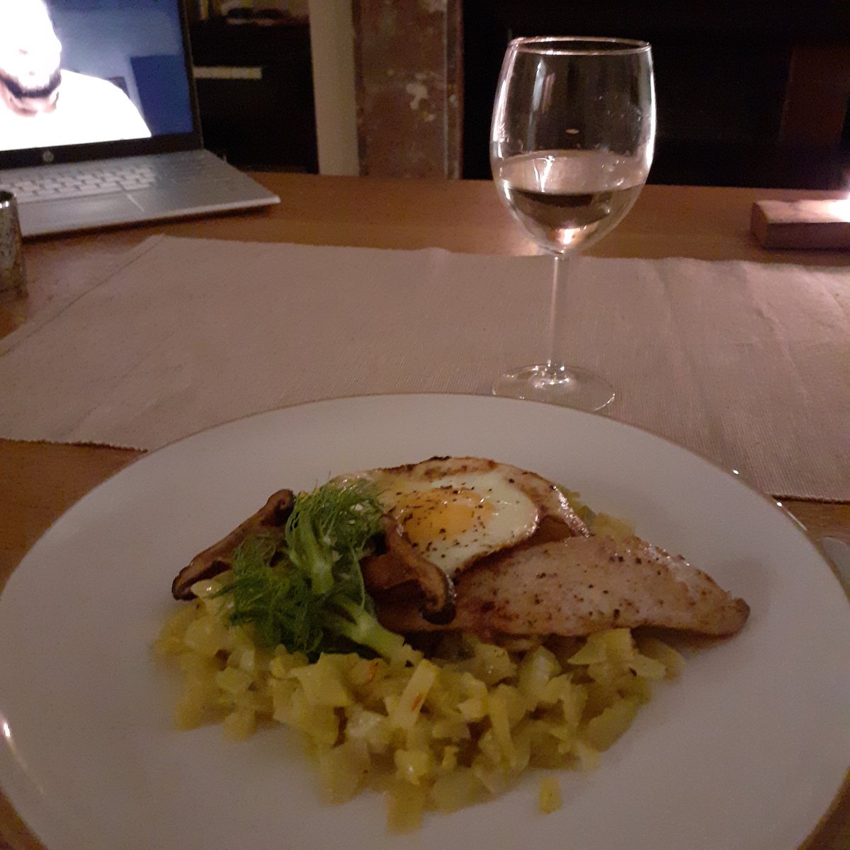 BornLippyNE's tweet photo. Main course of #digestinghistory - stewed fennel with fish and egg. We're enjoying learning about the history of Sheffield as we eat! @PoetintheCityUK https://t.co/vv0En1ylpz