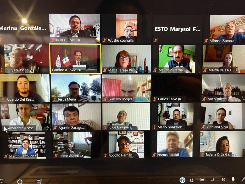 FemelaOlympic's tweet photo. Nuestro presidente licenciado Guillermo Díaz Gutiérrez, durante su participación a la reunión virtual Camino a Tokio 2020 a 150 días de su inauguración convocada por @COM_Mexico
@memo_daz https://t.co/UQq06w9dxh