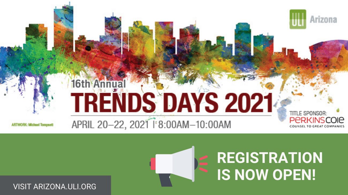 ULI Arizona’s 16th Annual Trends Days is now opened for Registration. April 20-22. arizona.uli.org/events/16th-an…