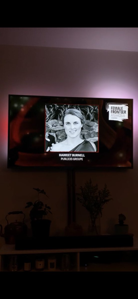HarrietBurnell's tweet photo. We cast the #FemaleFrontiers @Campaignmag awards ceremony onto the TV - “I am famous”. Very fun to celebrate and so pleased to be in the 2021 list! https://t.co/EyaJ3IHSYd