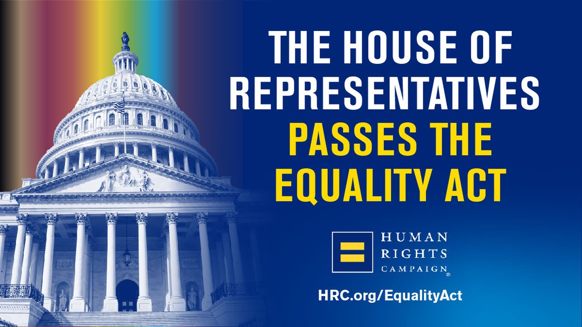 BREAKING: The #EqualityAct has passed the House of Representatives with bipartisan support. We are one step closer to ensuring that every person in America is treated equally under the law.