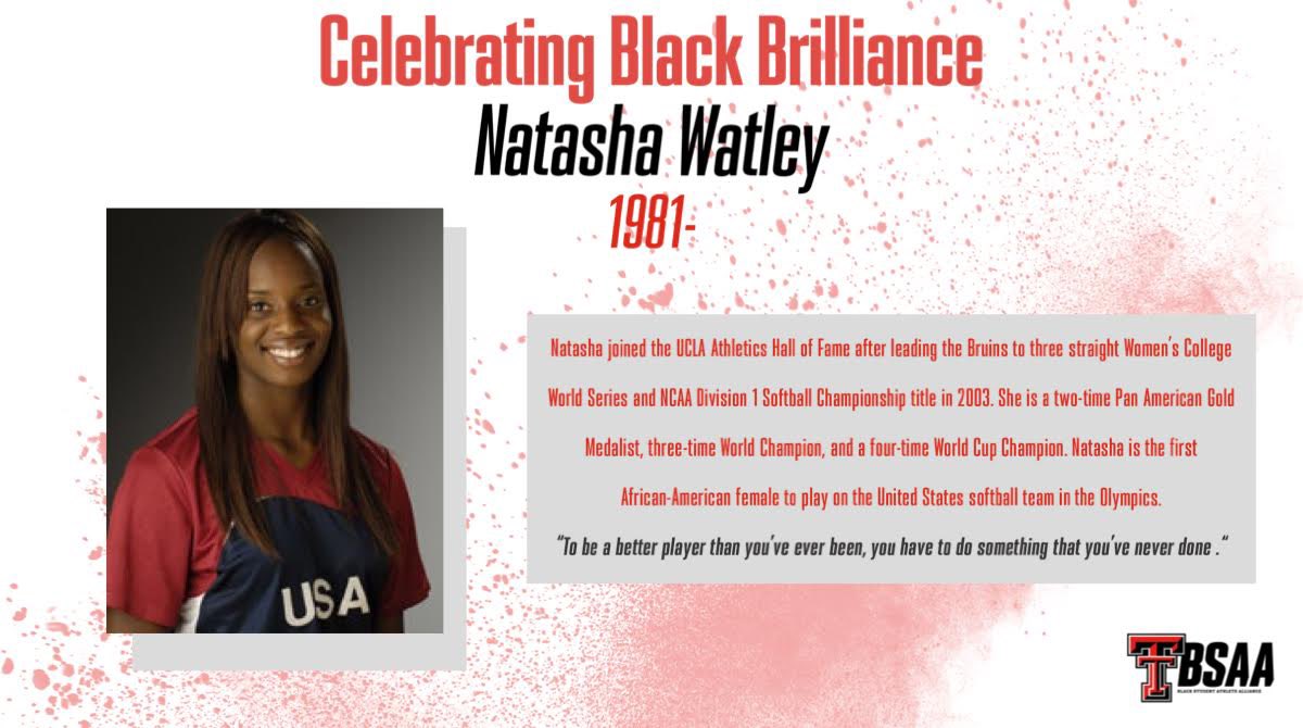 ttu_bsaa's tweet photo. We will be highlighting two female athletes who are both at the highest levels in their respective sports! 

Our Secretary @anahiwhaley is inspired by USA Softball player @natashawatley29 🥎while our Social Media representative @ki_lester is inspired by USA Olympian @af85 🏃🏾‍♀️🏅 https://t.co/6kEYzcBdcR