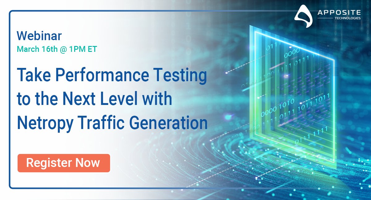Apposite_Tech's tweet image. Join Apposite as we debut our new line of Traffic Generation Solutions and discover how our modern test approach makes it easy to validate network, application, and security performance at scale. Register Now: lnkd.in/gtSHHzM #performancetesting #trafficgeneration