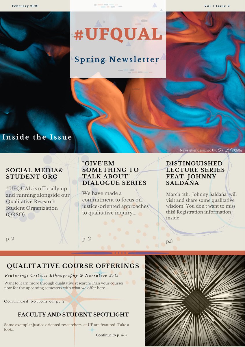 drkakali's tweet photo. Check out what’s happening at #UFQual. Special thanks to @InevitablyDee for the amazing newsletter design and labor! #AcademicTwitter #AcademicChatter #QualitativeResearch #highered https://t.co/VyHjAymSfr
