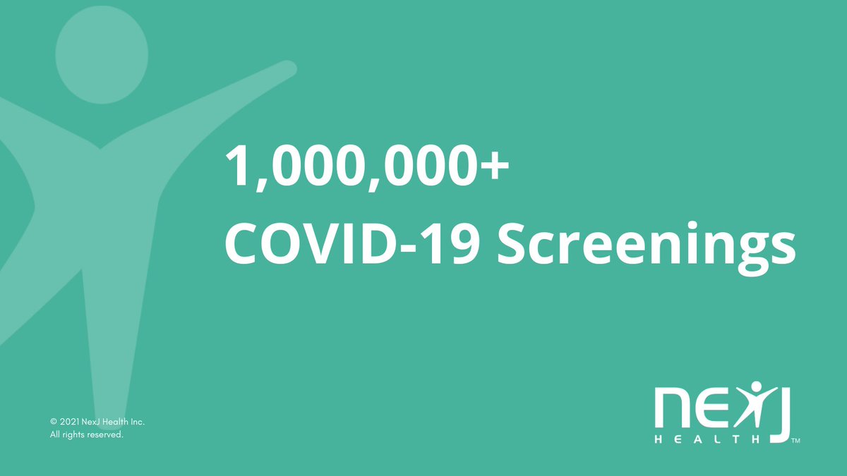 Over 1 million COVID-19 screenings completed on NexJ Connected Wellness, keeping essential employees on the job. Read our press release here: bit.ly/3aVyD68  #COVID19 #employeewellness #digitalhealth #healthtech