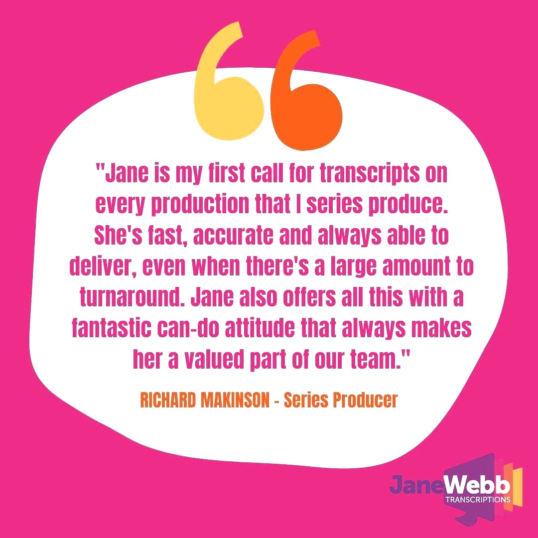 JWTranscripts's tweet image. Always a pleasure working with Richard. We’ve had the privilege of assisting him on multiple productions over the years and feedback as lovely as this makes our day! #testimonials #happyclients #tvproduction #transcriptioncompany #whatourclientssay #transcriptionservices