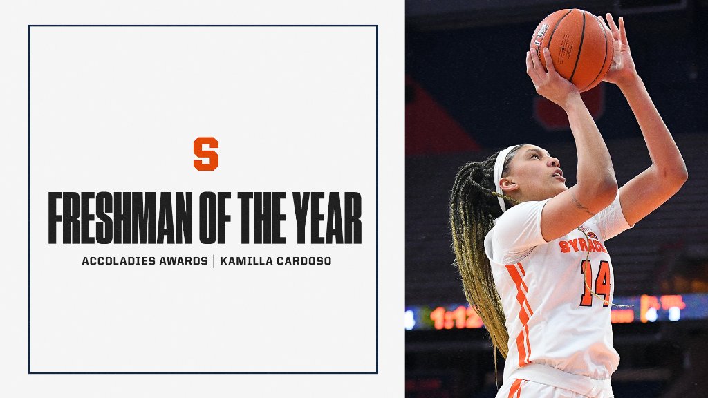 𝐓𝐇𝐄 𝐀𝐂𝐂𝐎𝐋𝐀𝐃𝐈𝐄𝐒 𝐀𝐖𝐀𝐑𝐃𝐒

Freshman of the Year: <a href="/CuseWBB/">Syracuse Women's Basketball</a>'s Kamilla Cardoso 🍊

#AllACC