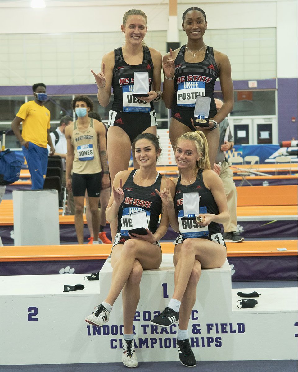 🐺 Women’s DMR‼️
☑️ACC CHAMPS 
☑️SCHOOL RECORD 

#PackRunning #WolfpackTF #ACCITF