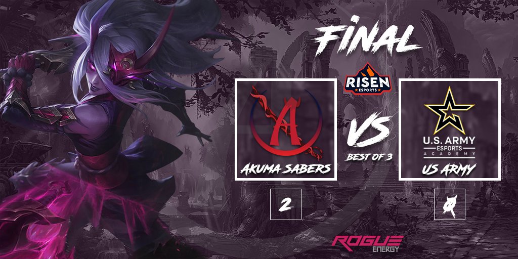 2 games, 2 wins.😎

Akuma Sabers get the dub over <a href="/USArmyesports/">U.S. Army Esports</a> in a swift 2-0 fashion. This makes them 2-0 in <a href="/RisenEsportsNA/">Risen Esports</a> Divine League. 

Stay tuned on who we're cutting down next⚔️