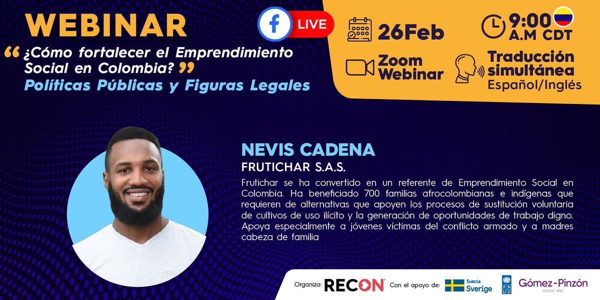 Nevis_Cadena's tweet photo. #Mañana estaré participando del #webinar ¿Cómo Fortalecer el Emprendimiento Social en Colombia? Políticas Públicas y Figuras Legales en el primer panel que es Recorriendo los pasos de los Emprendimientos Sociales hacia
la Formalización.

Regístrate: https://t.co/o2Z01FViJj https://t.co/VHQEJGkYhg