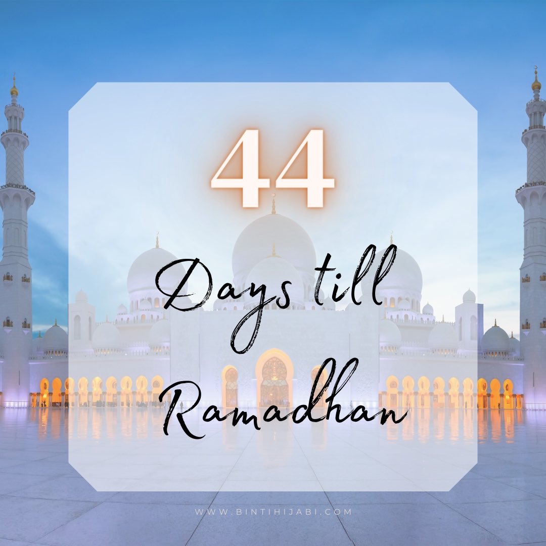 Hijabintee's tweet photo. Time flies so quickly! Only 44 days before Ramadhan. Are you ready? 😉

Let’s make a ramadhan preparation checklist to get a meaningful Ramadhan this year! ✨ https://t.co/OnWrwJQ7Lt