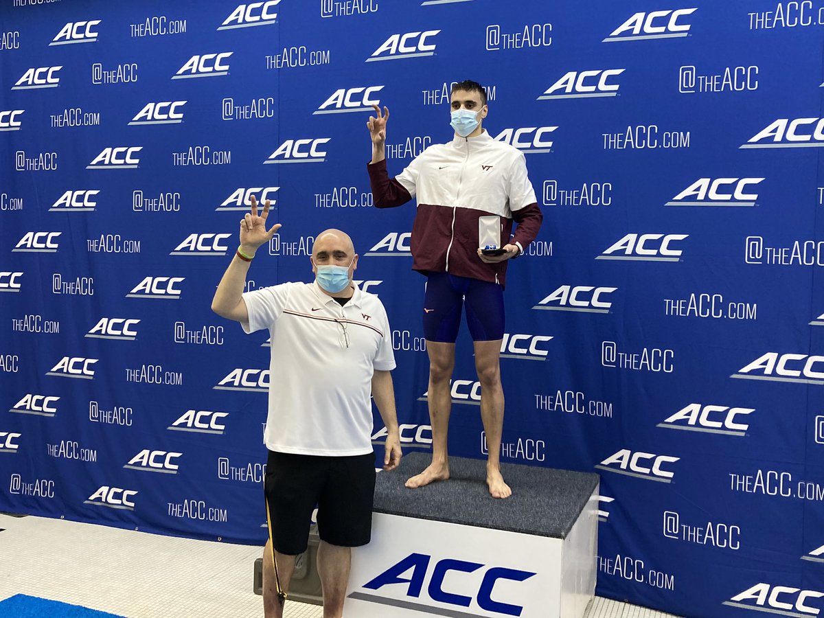 HokiesSwimDive's tweet photo. Men’s 200 IM 

Freshman Carles Coll Marti has found the podium again placing second in the 200 IM with a time of 1:43.47🔥👊 https://t.co/PHGGGcgWww
