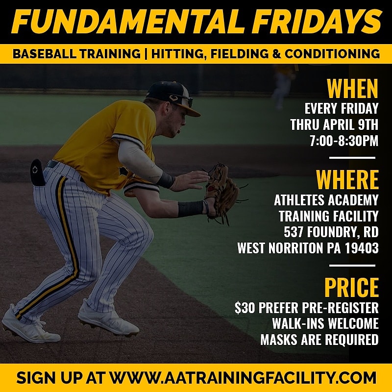 aatfacility's tweet photo. Hard work beats talent when talent fails to work hard. Fundamental Fridays is set for Friday February 26th at 7:00pm until 8:30pm!  Sign up today to reserve your spot.  $30 per player. 

https://t.co/RB5n5Etyjy

#baseballtraining #hitting #fielding #TheCanesPA #TheCanes https://t.co/BZKz9Q7Cfl