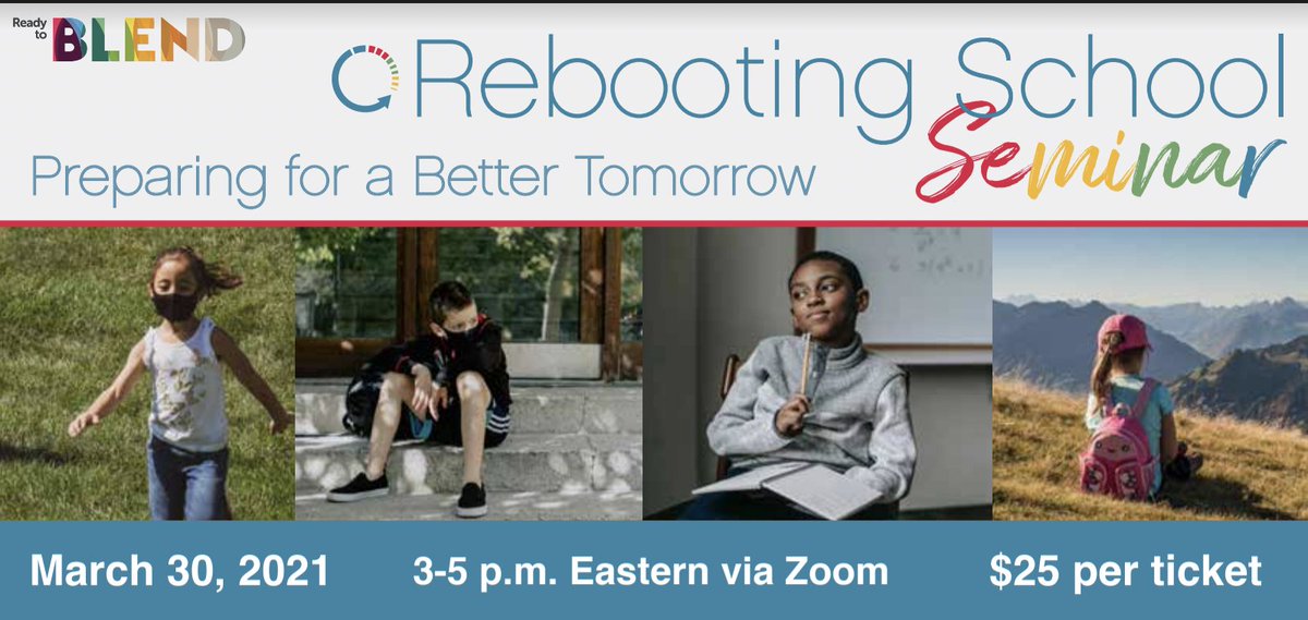 Always an honor to work with <a href="/hstaker/">Heather Clayton Staker</a>! Join us in the Rebooting School Seminar on 3/30 for sessions on #mentalhealth, #engagement, #equity &amp; more. Find more info at readytoblend.com/events. Use code REFRESH for $5 off. 

#edumatch #teachbetter #divergentedu #iste #blendedlearning