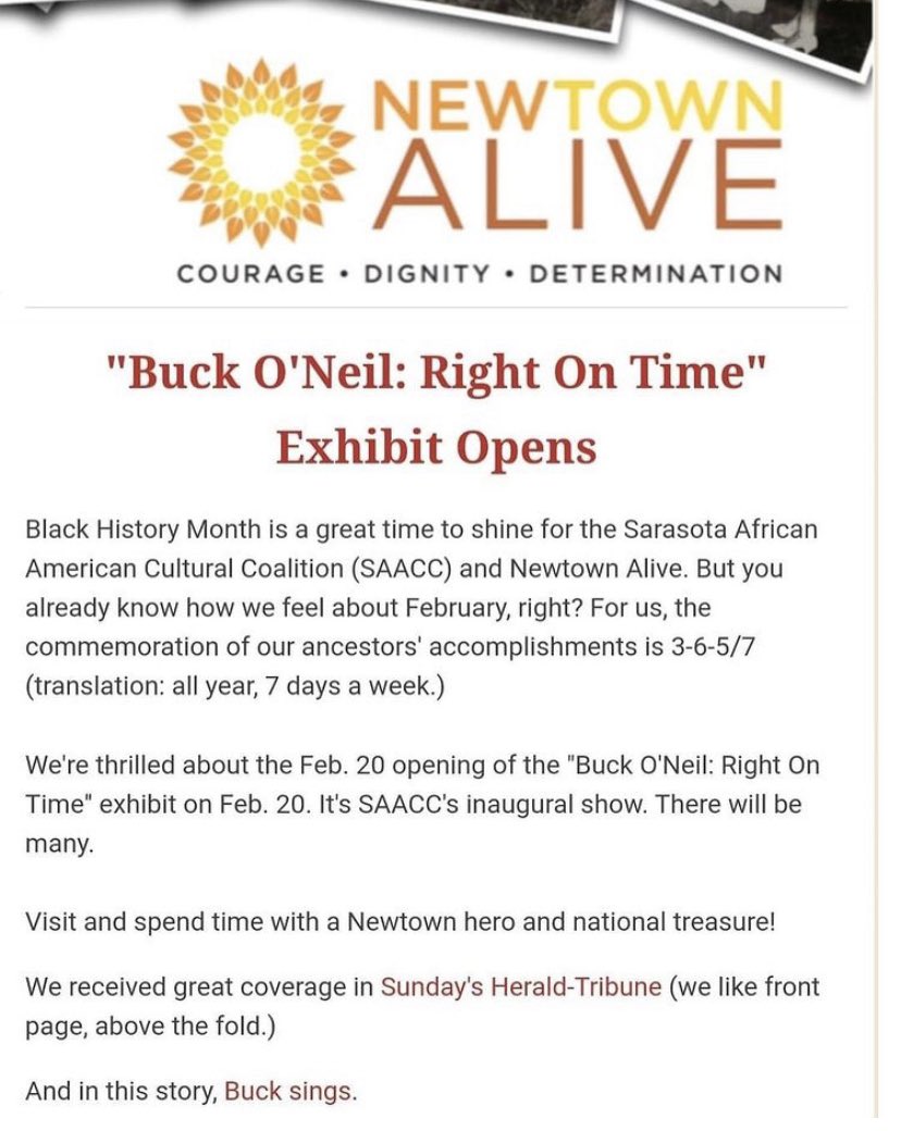 One of our celebrations of #BlackHistoryMonth - opening the Buck O’Neil exhibit at #Newtown #Sarasota ‘s Robert L. Taylor Community Center until March 20, go see Buck’s story now!