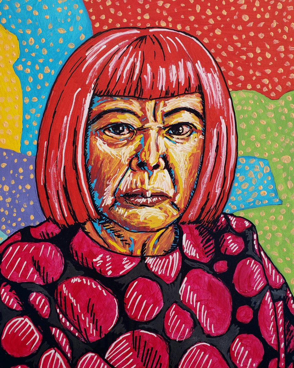 NicholsonArts's tweet photo. Yayoi Kusama. 11"×14" Marker and Acrylic on canvas board. #drawing #painting #portraitpainting #portrait #portraitdrawing #acrylic #acrylicpainting #markers #paintmarkers #molotow #markerart #canvasboard #art #fineart #figure #figurepainting #mixedmedia #yayoikusama https://t.co/ZcmgI7kCZG