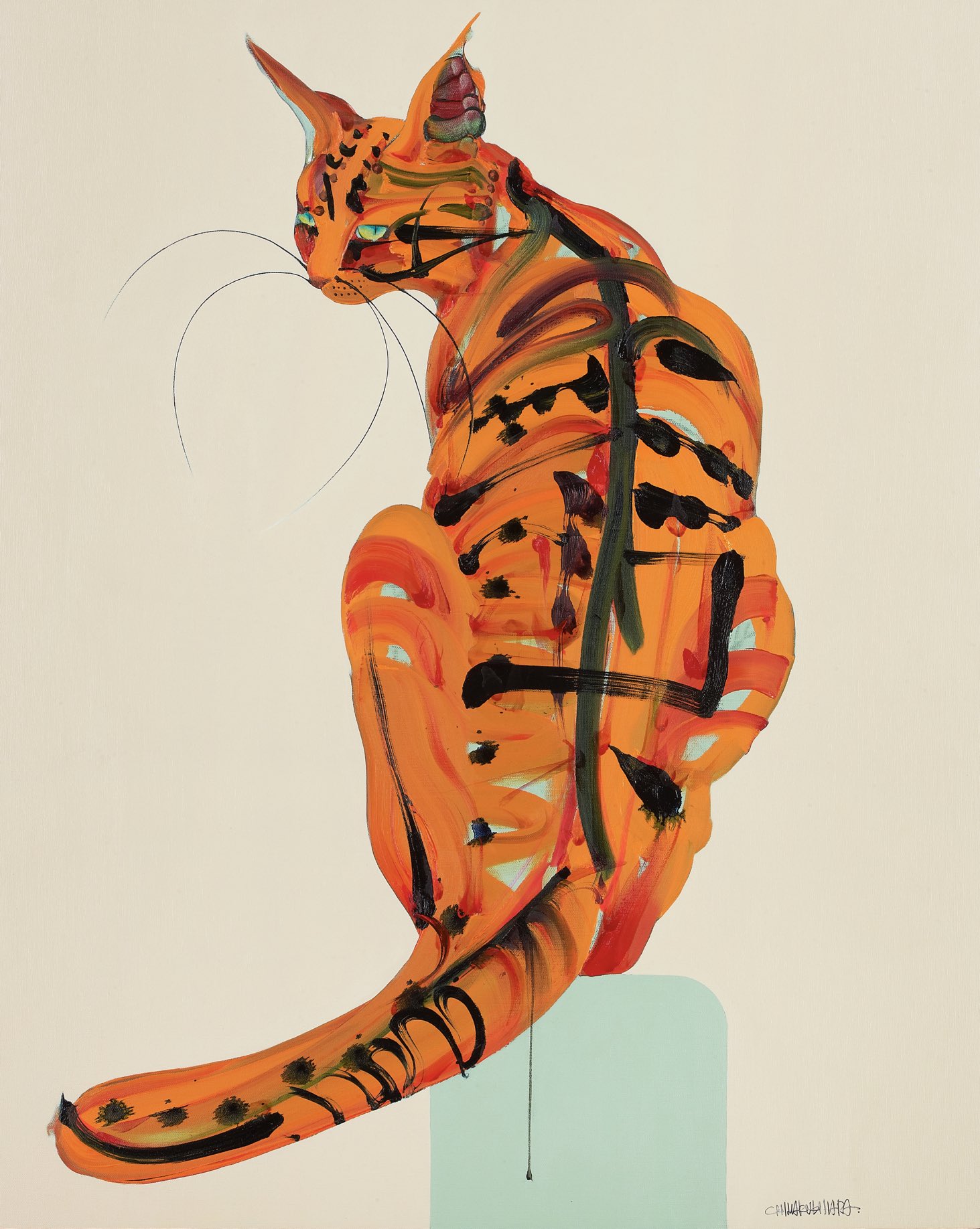 画家木原千春 ChiharuKIHARA в X: „赤猫 oil on canvas 1000×803