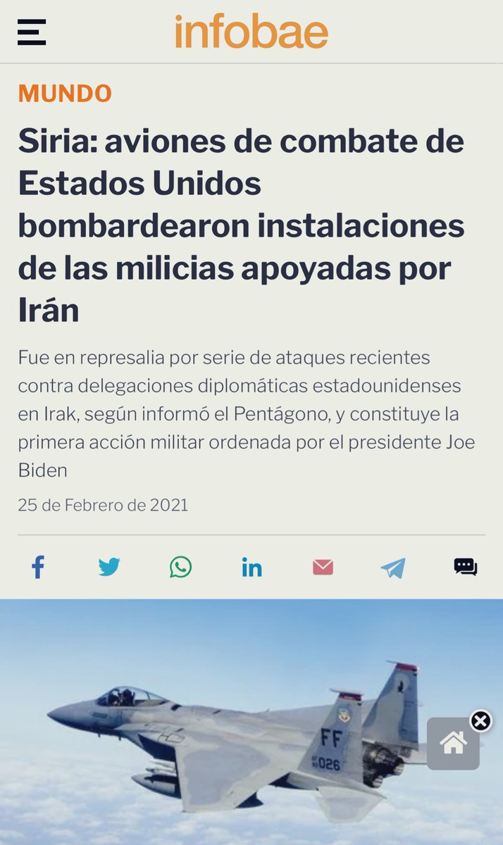 MartinLitwak's tweet photo. Un mes y cinco días demoró Biden en lanzar su primer ataque militar; pero lo riesgoso era darle el botón nuclear a Trump porque tuiteaba feo... https://t.co/1eD7BsjtVk
