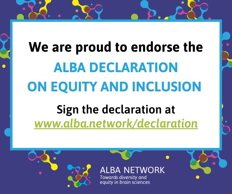 simplyneurosci's tweet photo. We are excited to share that we have endorsed the @network_alba Declaration on #Diversity &amp; #Inclusion! 🎉 We are committed to ensuring that our initiatives employ/serve diverse people, creating a neuro community that empowers underrepresented youth. 🧠 #ALBADeclaration #DEI https://t.co/ZaWkLPiKpa