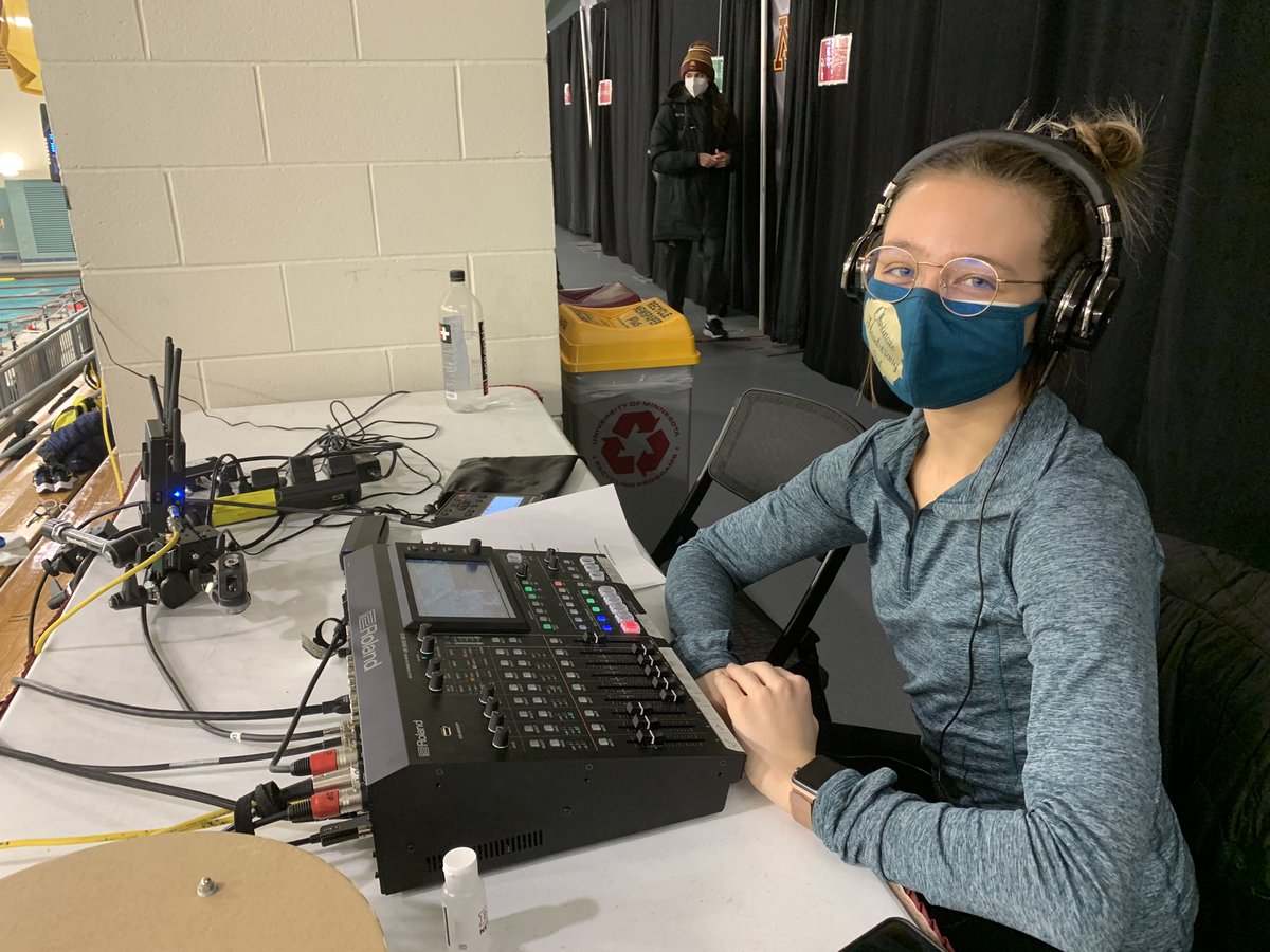 GopherVideo's tweet photo. Another day in the books for @GopherSwimDive at #B1GSD here in Minneapolis! Check out our great crew and streaming setup and watch us on BTN+! https://t.co/cFYKZfYFw5
