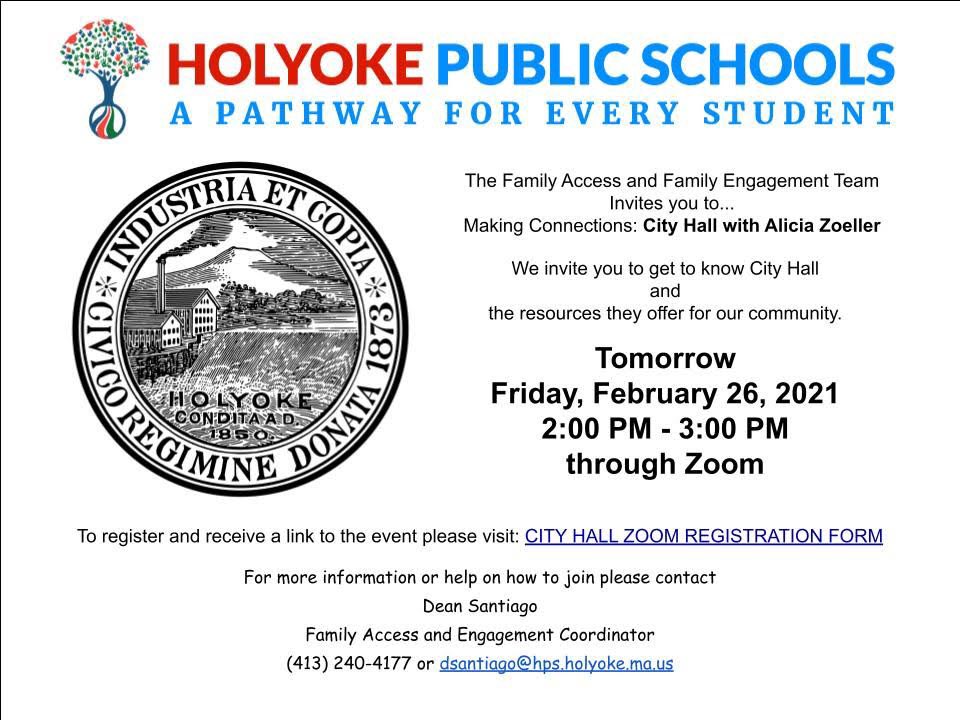 Serescobar's tweet photo. HPS invites you to Making Connections: City Hall with Alicia Zoeller. Get to know the resources City Hall has to offer for our community. Friday, February 26 at 2PM through Zoom To register visit: https://t.co/B0RzcpLgNN https://t.co/Ql19euE3OQ