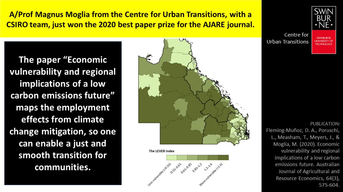 CUTransitions's tweet photo. #Congratulations to A/prof @magnusmoglia #programLeader from @CUTransitions @Swinburne and @CSIRO team that just won the 2020 best paper prize for the AJARE journal. #Kudos https://t.co/kCJwtmVcuS https://t.co/MoxkL8hzC8