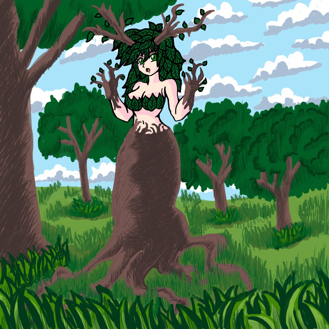 dario_mr17's tweet photo. Practicando fondos, dibujando una "Driada"
#driada #naturaleza #draw #waifu #arboles https://t.co/a5KZwt61P4